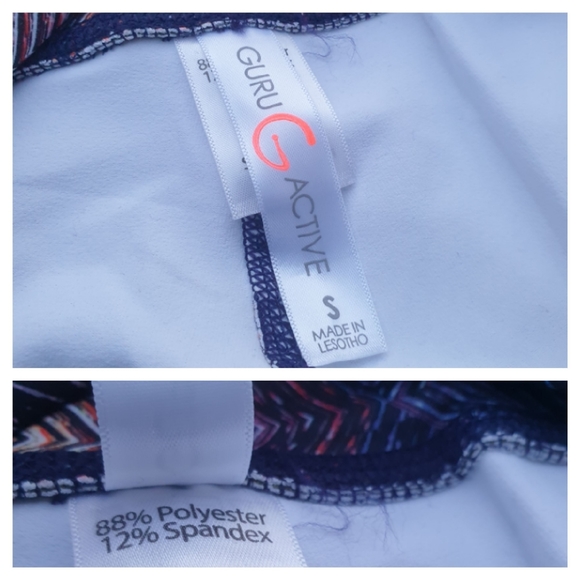 Guru Active Full Length Wide High-Rise Waist Leggings in Multi Color Chevron Sm - Picture 14 of 16